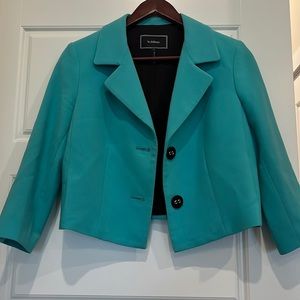 Teal Le Chateau Cropped Blazer